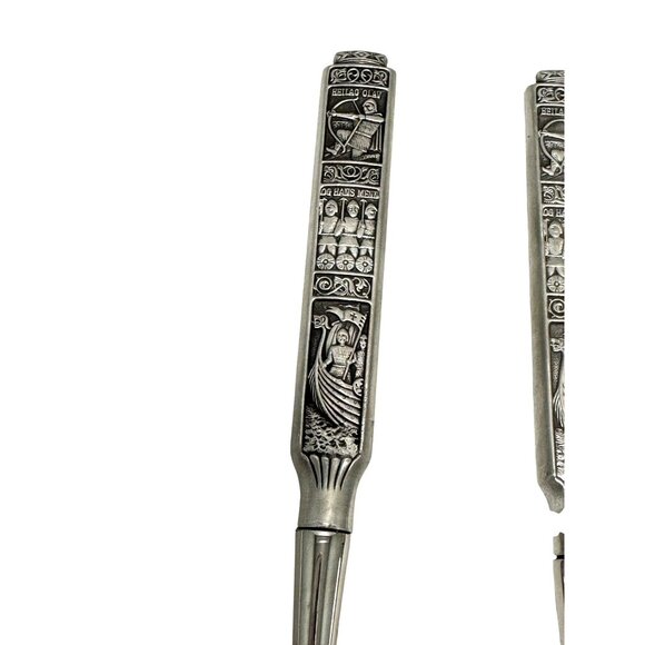 Hardanger KONGE TINN Pewter Norway Viking Norwegian Salad Serving Set - Picture 4 of 6